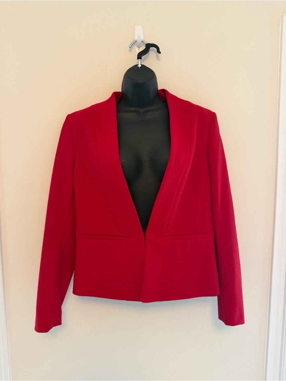 Ann Taylor Deep Red Open-Front Blazer